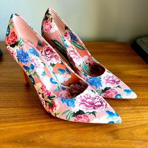 Pink floral pumps